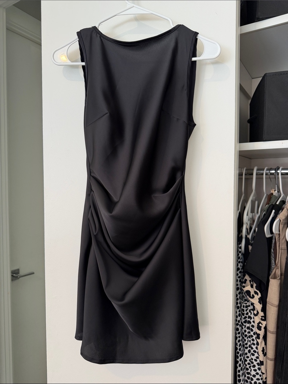 Elegant Black Draped Women's Dress